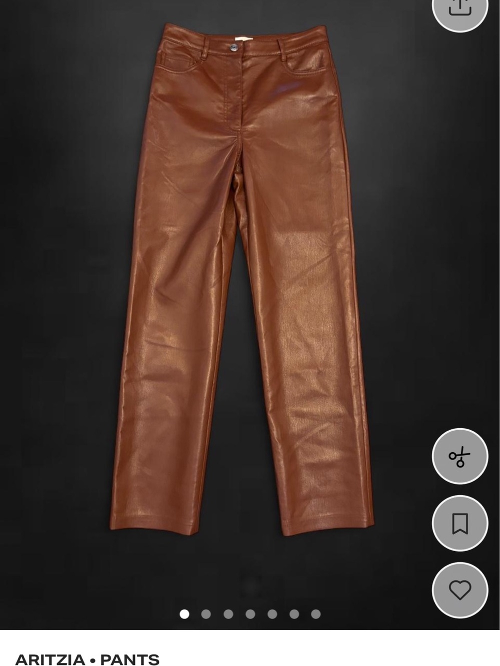 Aritzia Cognac Faux Leather Straight Pants